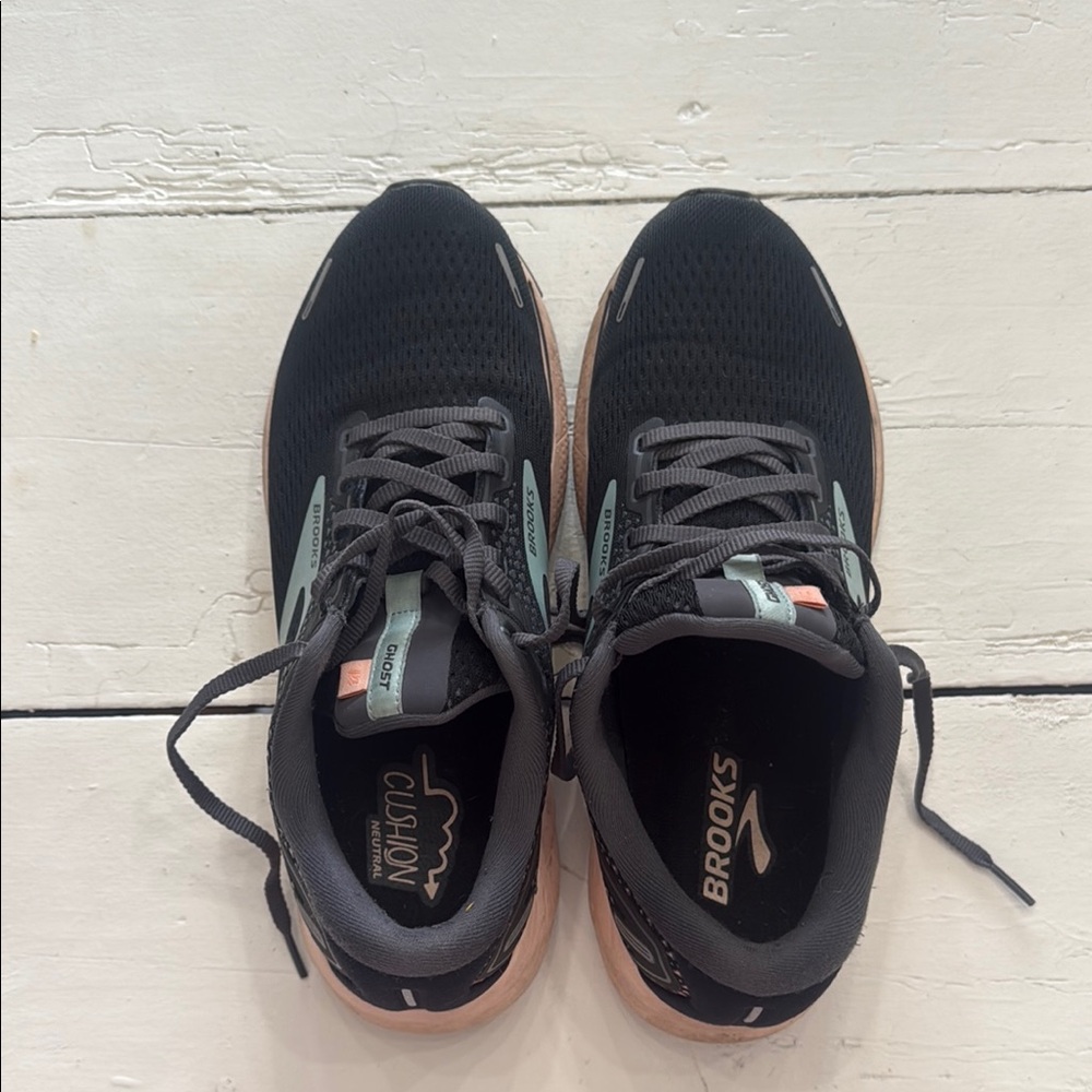 Brooks Black and Pink Athletic Shoes with Padded Collar